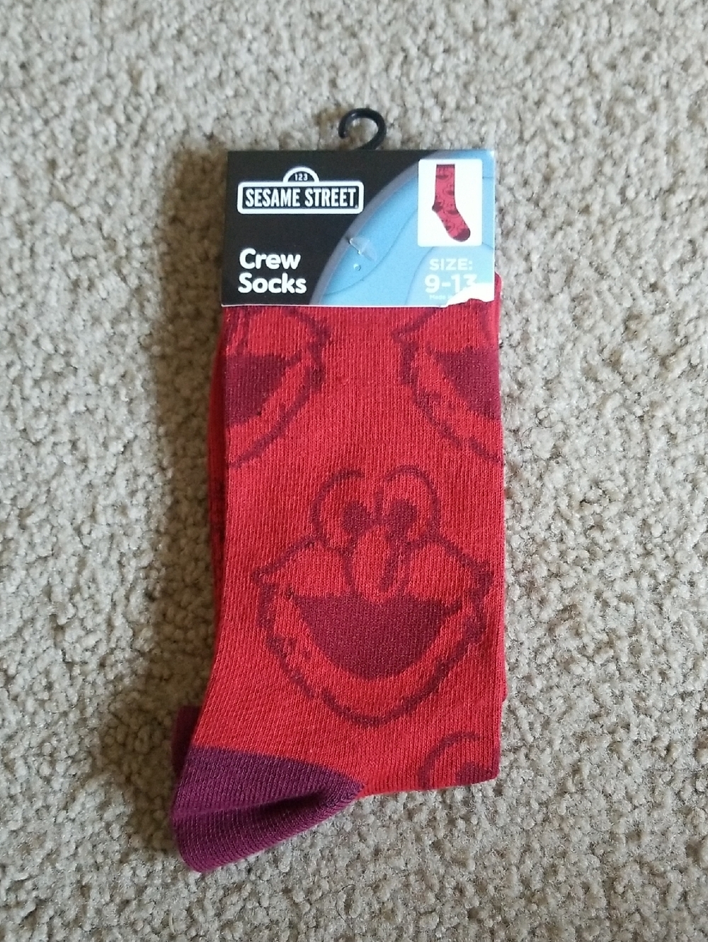 Sesame Street Elmo Red & Maroon Crew Socks - Men